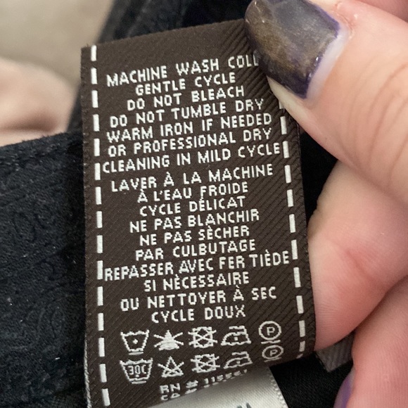 7 for all Mankind Black Paisley Shimmery Velvet Skinny Pant Size 27 - Picture 12 of 13